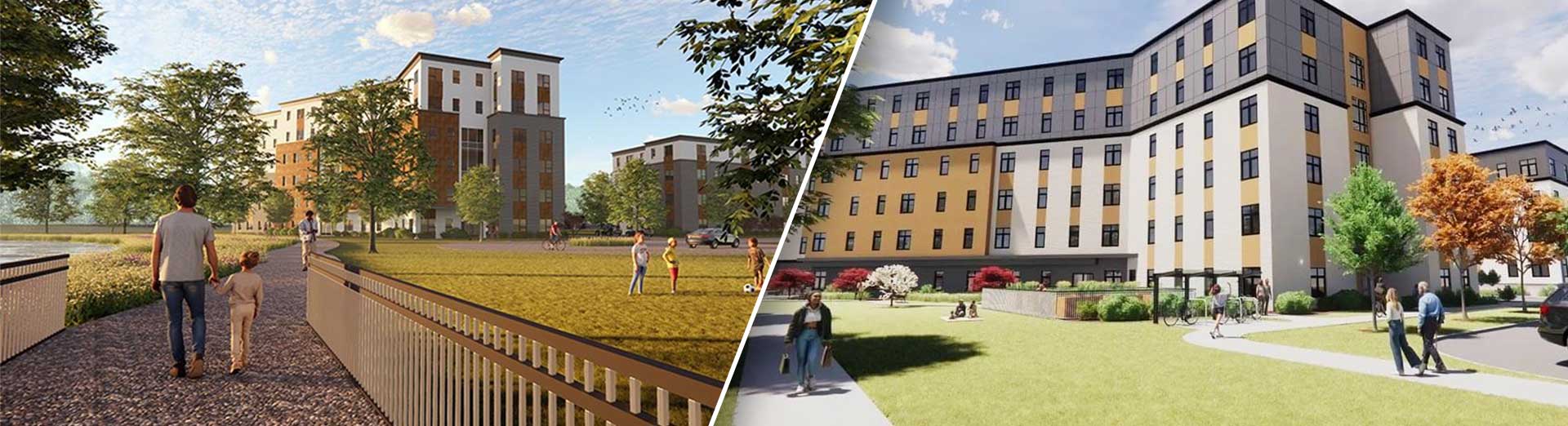 Architectural drawings of new apartment buildings